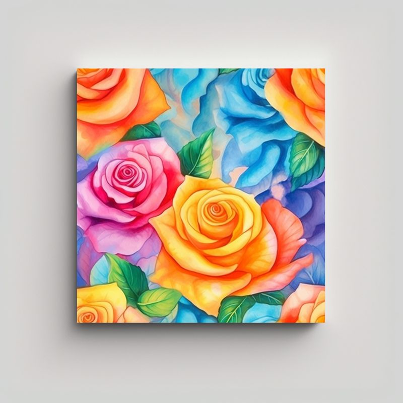 GENERICO - Expresión Floral Colorida: Cuadro Acuarela 70x70 Cm