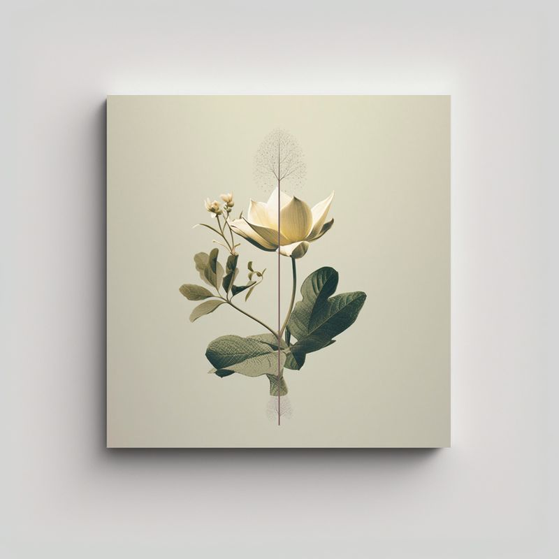 GENERICO - Arte Minimalista Botánico: Cuadro De Pared 80x80 Cm