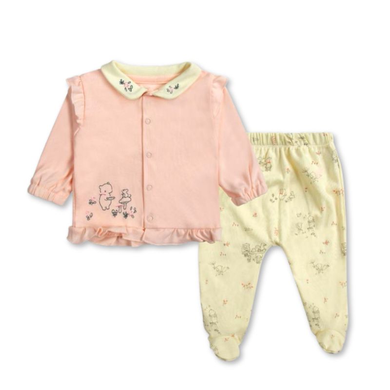 TEDMIMAK - Set 2 piezas Conjunto Bebe Buzo Poleron Niña 100% Algodon Rosa Flores