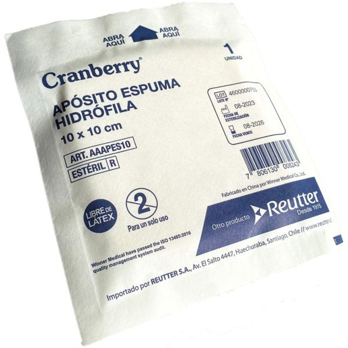 CRANBERRY - Apósitos de espuma hidrófila 10×10 cms 10 unidades