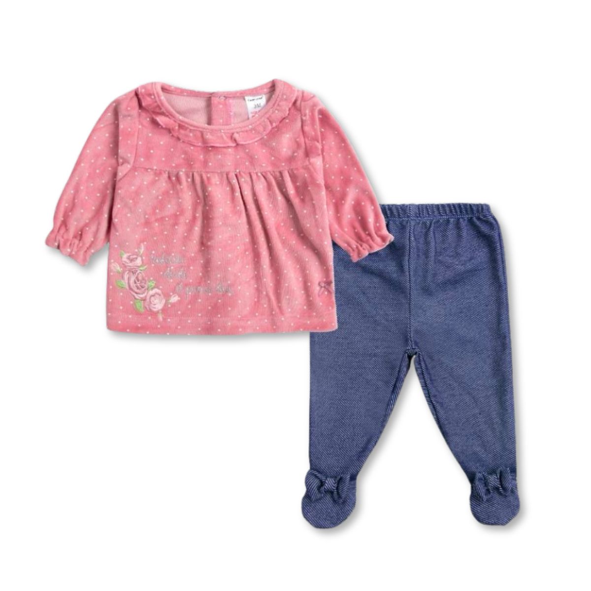 TEDMIMAK - Set 2 piezas Conjunto Bebe Buzo Poleron Niña 100% Plush Rosa Princesa