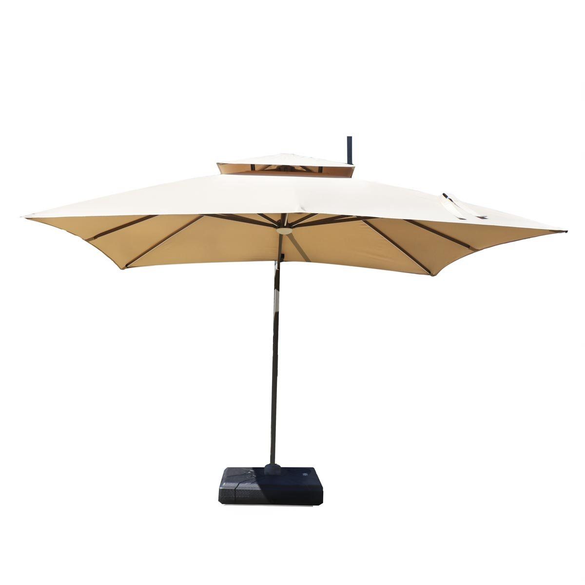 NECTAR - Quitasol Amanda beige 3 x 3 m Luz Led base rellenable incluida