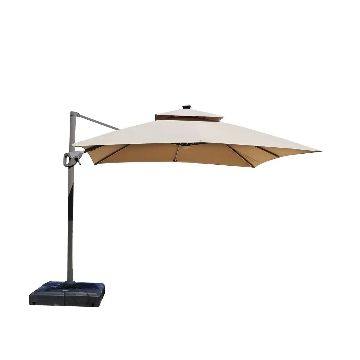 NECTAR - Quitasol Amanda beige 3 x 3 m Luz Led base rellenable incluida