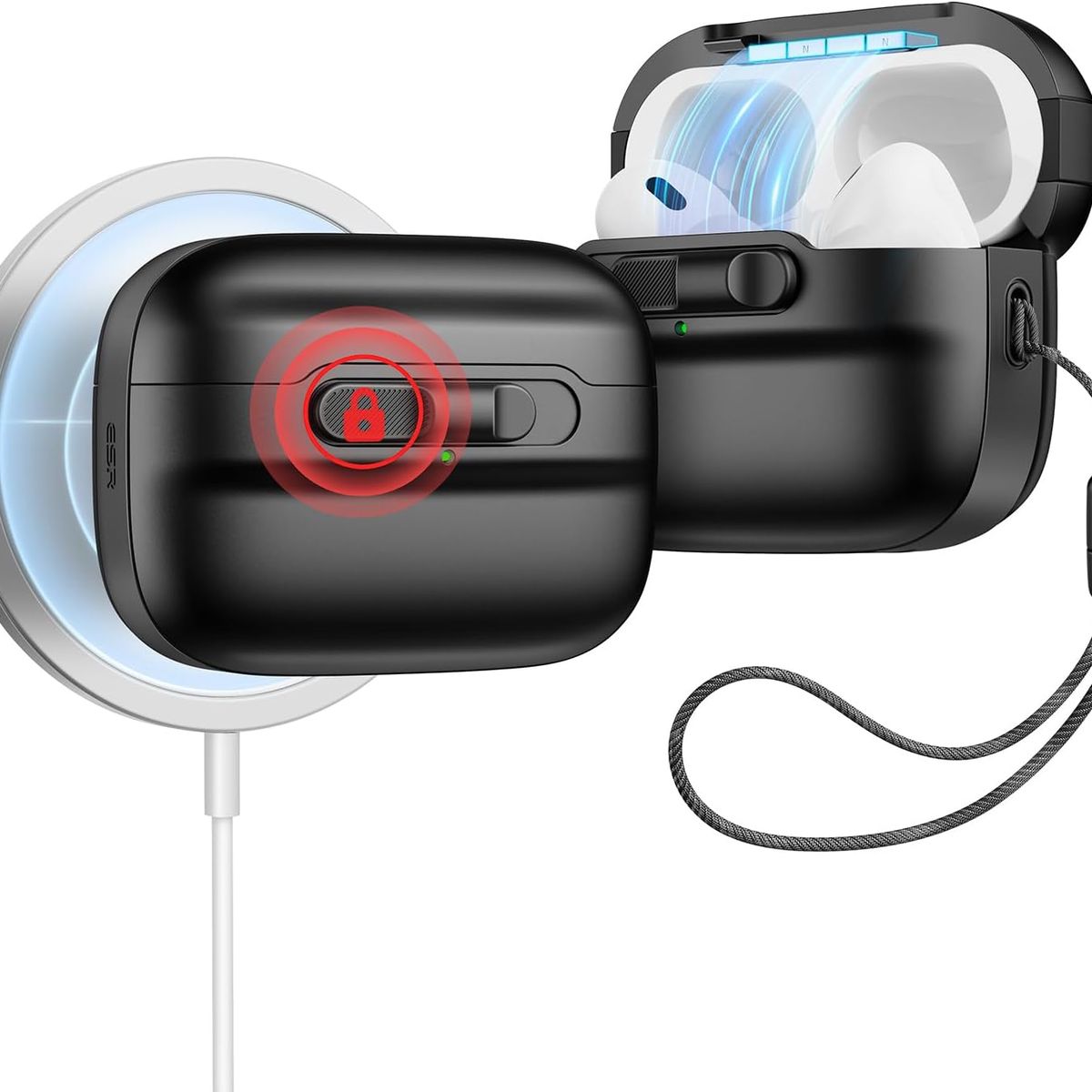 ESR - Carcasa Funda ESR Pulse Para AirPods Pro & Pro 2 Negro