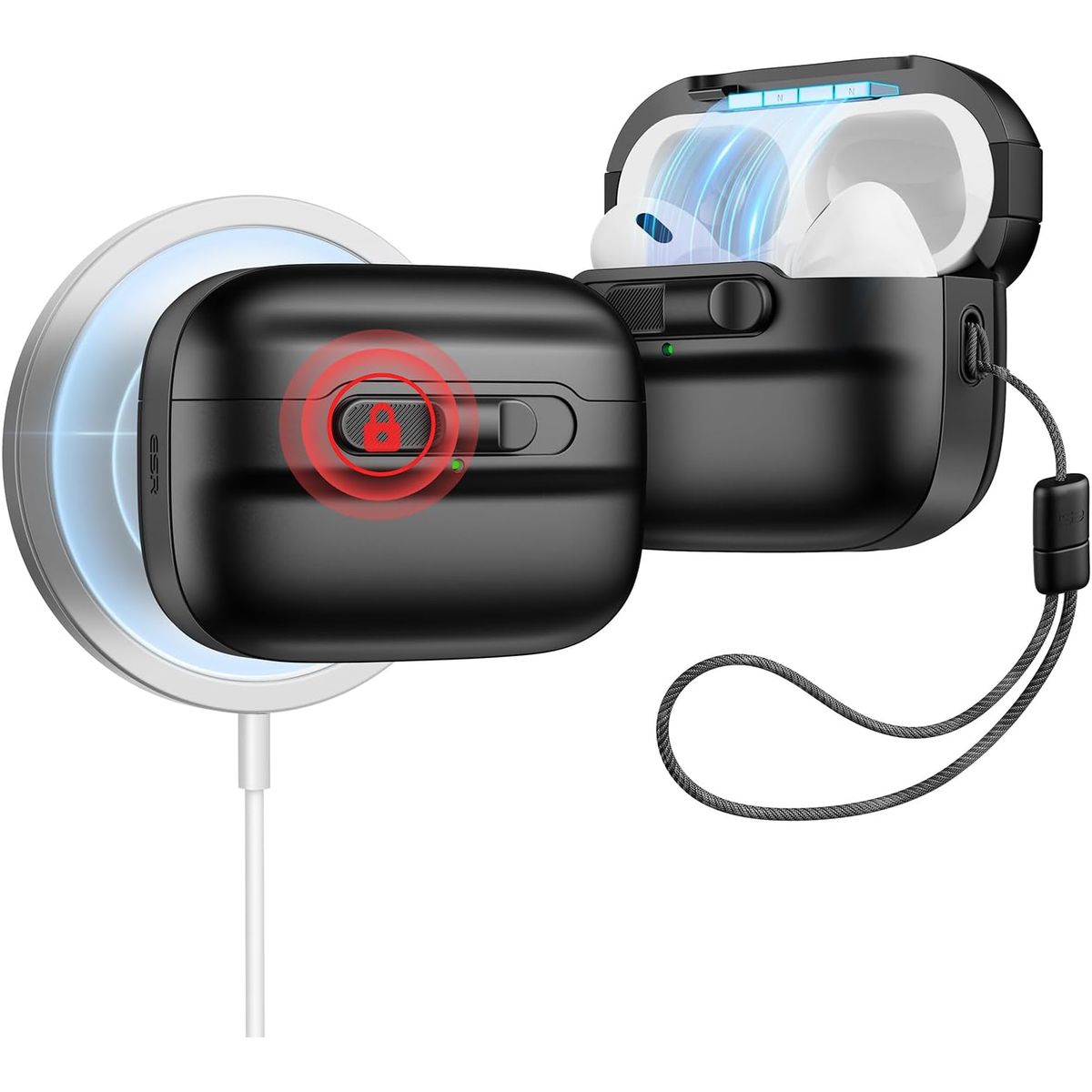 ESR - Carcasa Funda ESR Pulse Para AirPods Pro & Pro 2 Negro