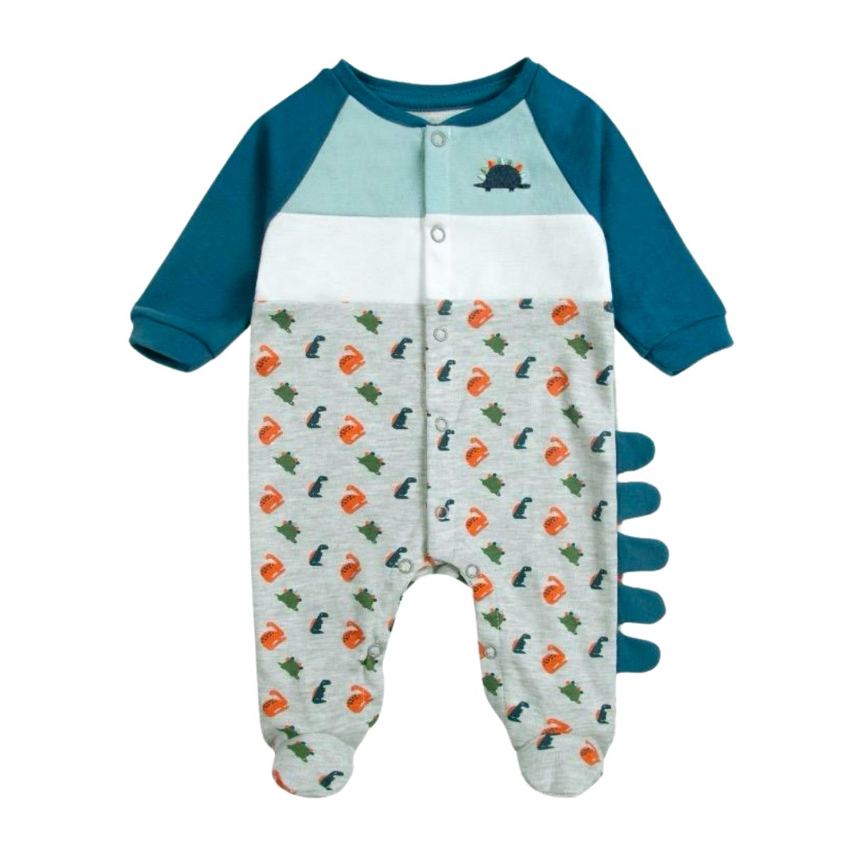 TEDMIMAK - Enterito Pijama Bebe de Algodón 0 a 6 Meses Niño Gris Cocodrilo
