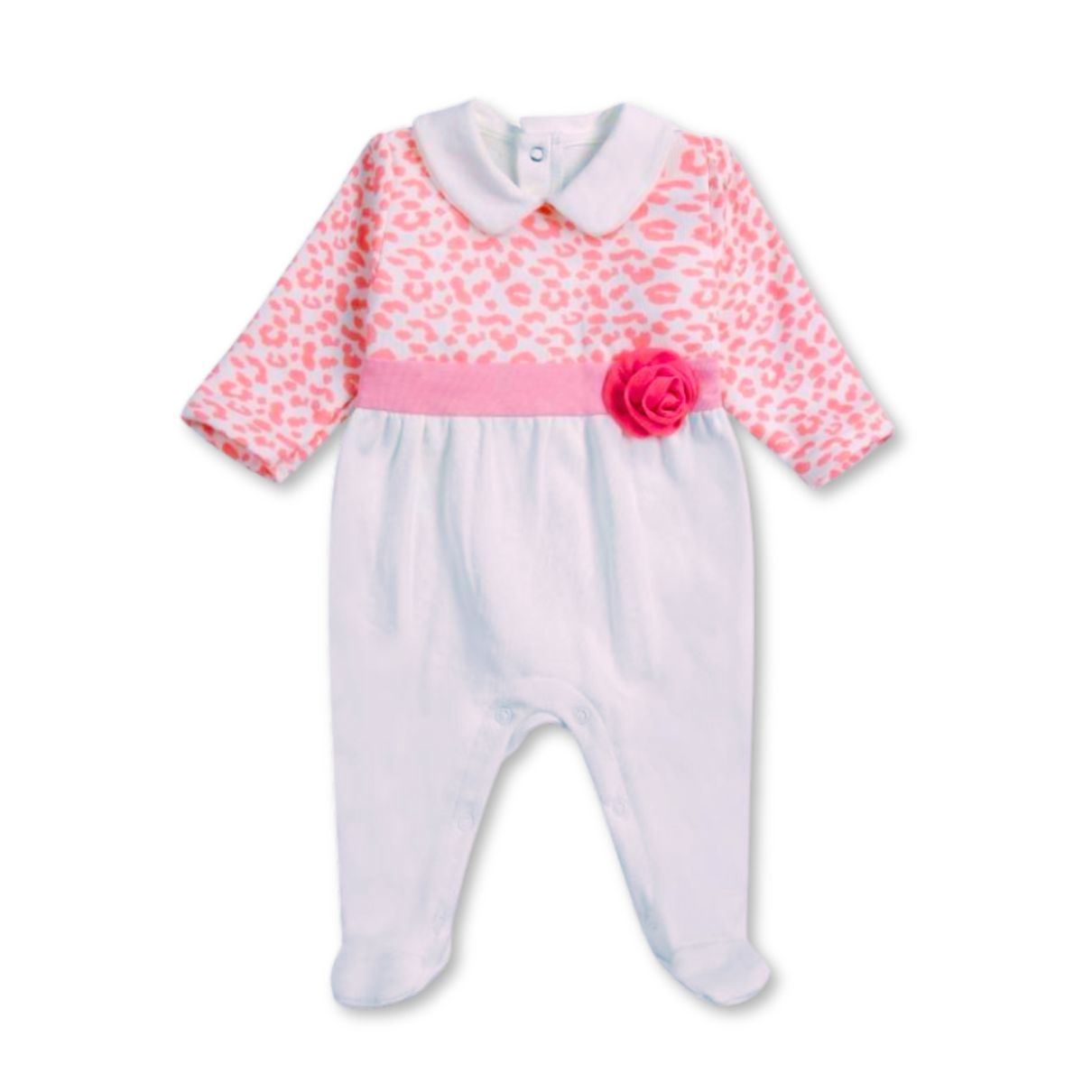 TEDMIMAK - Enterito Pijama Bebe de Algodón 0 a 3 Meses Niña Blanco Rosa