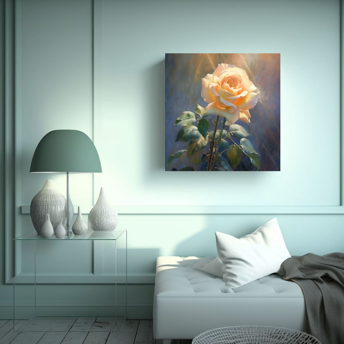 GENERICO - Adorno De Lienzo: Rosa Eterea Y Suave Para 90x90 Cm