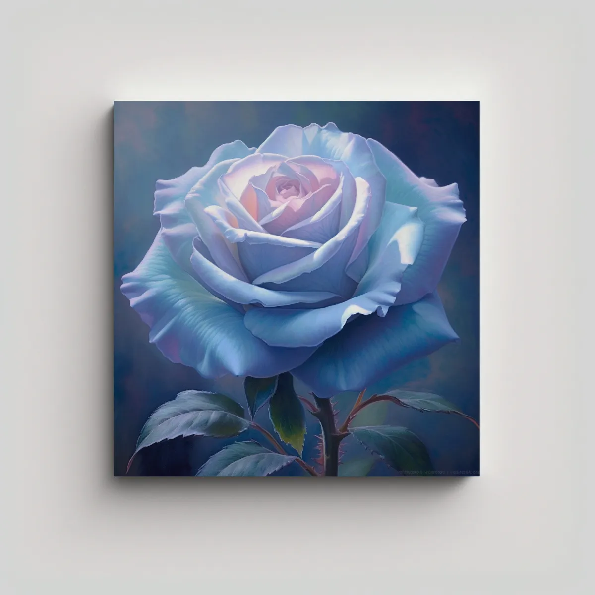 GENERICO - Cuadro Decorativo De Rosa Azul Pastel En Tela 80x80 Cm