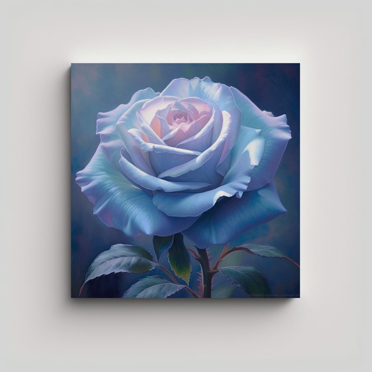 GENERICO - Cuadro Decorativo De Rosa Azul Pastel En Tela 80x80 Cm