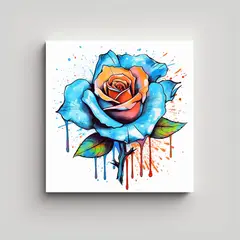 GENERICO - Fotografía De Rosa Colorida En Estilo Tattoo 50x50 Cm