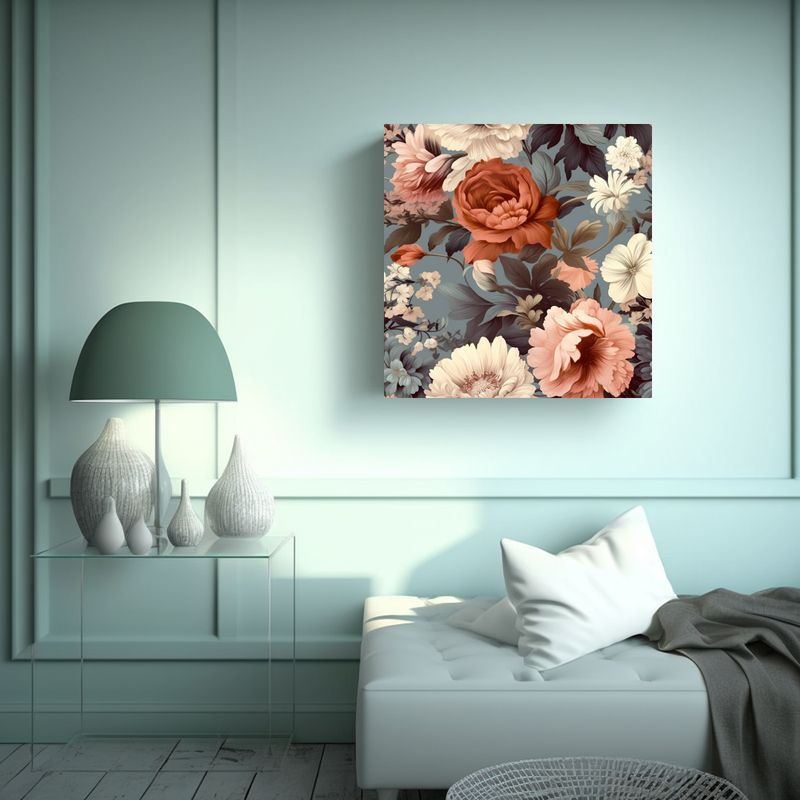 GENERICO - Ilustración Vintage De Flores Elegantes: Cuadros 90x90 Cm
