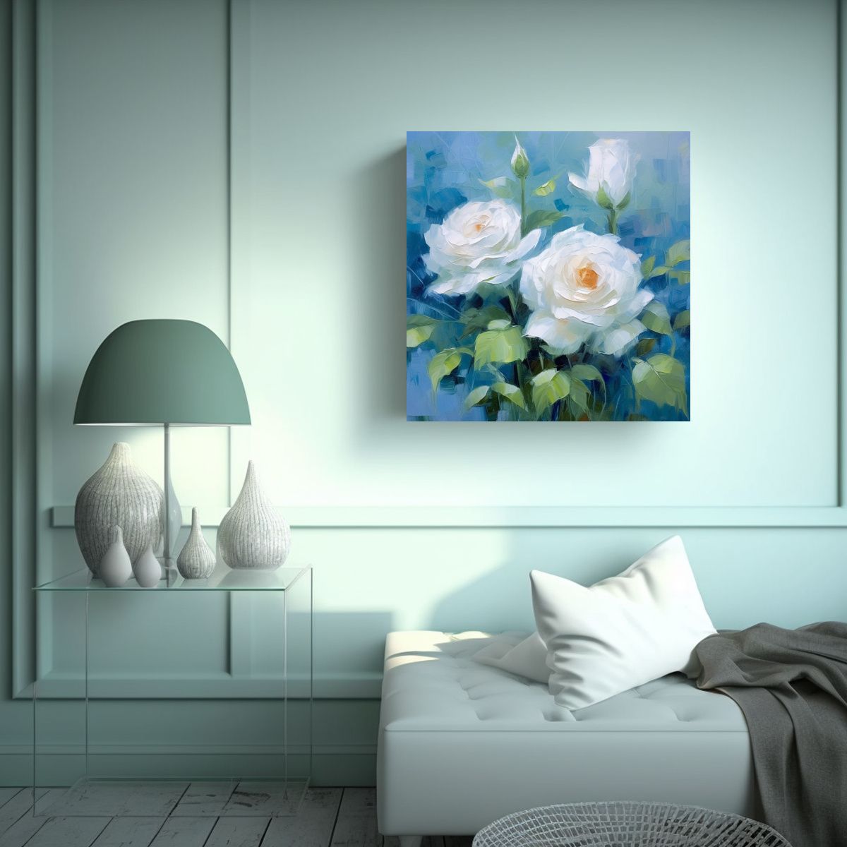 GENERICO - Impresión Artística De Rosas Azules En Lienzo 50x50 Cm