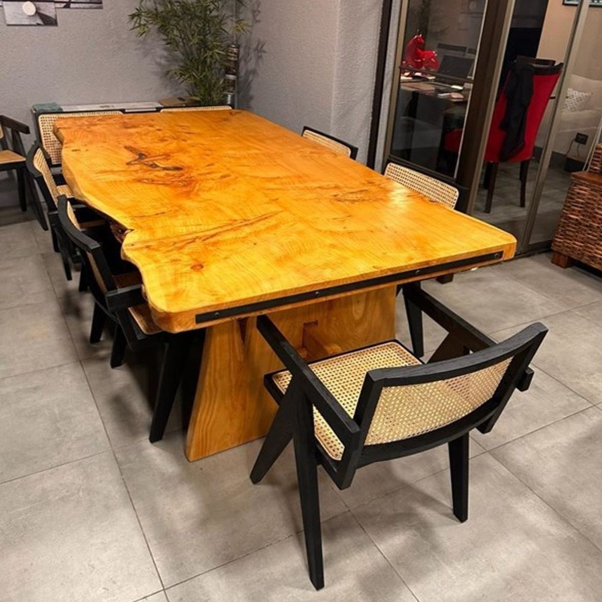 BOSQUE SUR SPA - Mesa Rústica Nativa para Comedor Terraza Con Pletina de 220cmX80cm