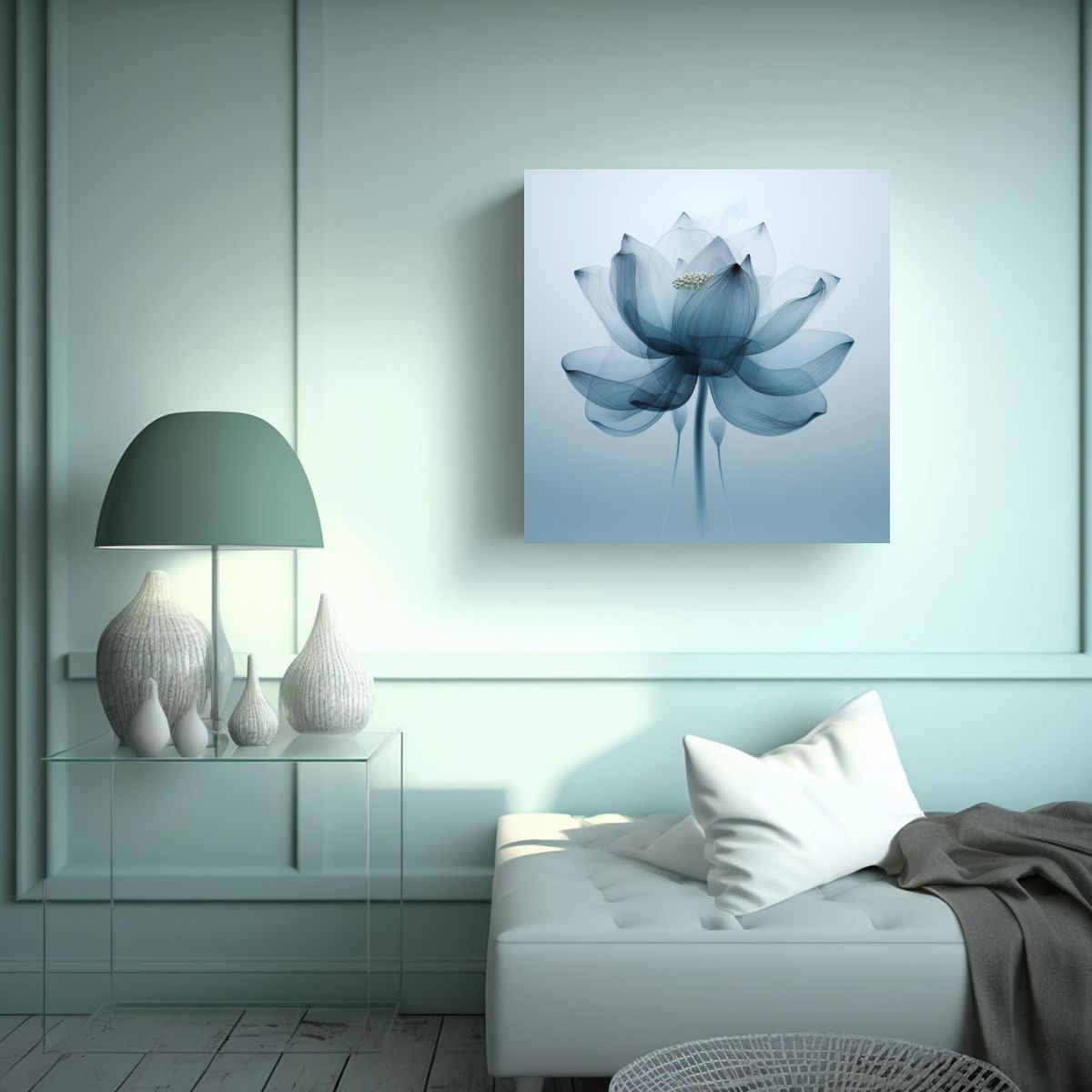 GENERICO - Cuadro Decorativo Lotus X-Ray Con Acuarela Y 60x60 Cm