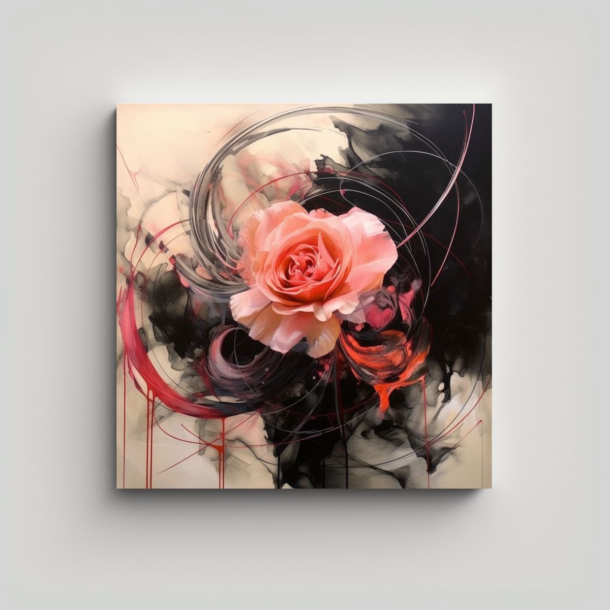 GENERICO - Cuadro Decorativo Vision Martelli En Rosa, Negro 70x70 Cm
