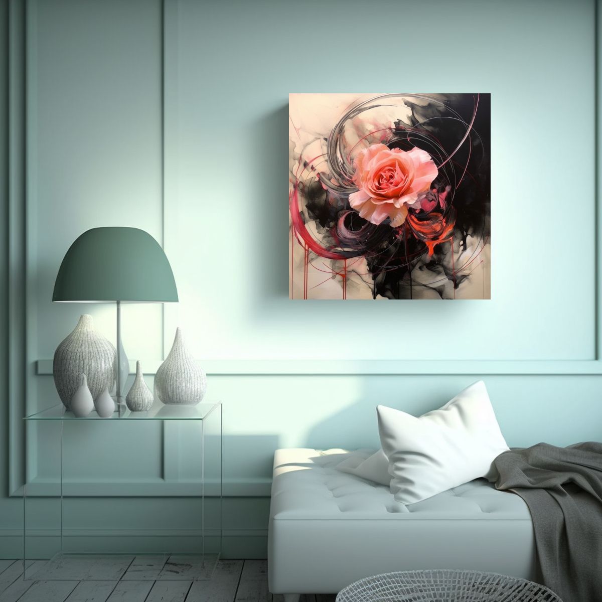GENERICO - Cuadro Decorativo Vision Martelli En Rosa, Negro 70x70 Cm