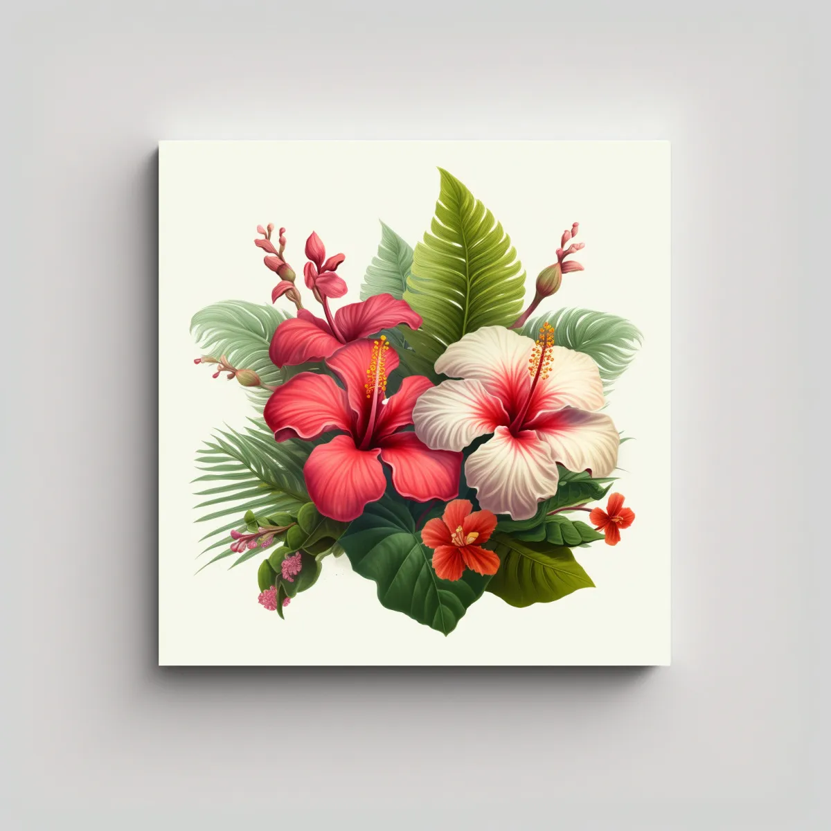 GENERICO - Cuadro Vanguardia Artesanal: Dos Hibiscus Entre 50x50 Cm