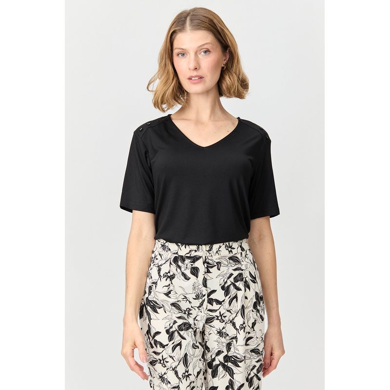 MA GRIFFE - Polera Manga Corta Negro Mujer Magriffe
