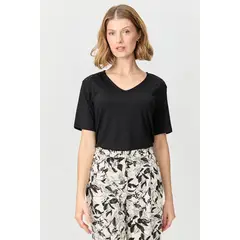 MA GRIFFE - Polera Escote En V Negro Magriffe