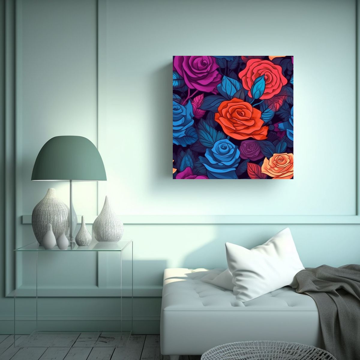 GENERICO - Cuadro Decorativo De Oficina: Movimiento Y Rosa 60x60 Cm