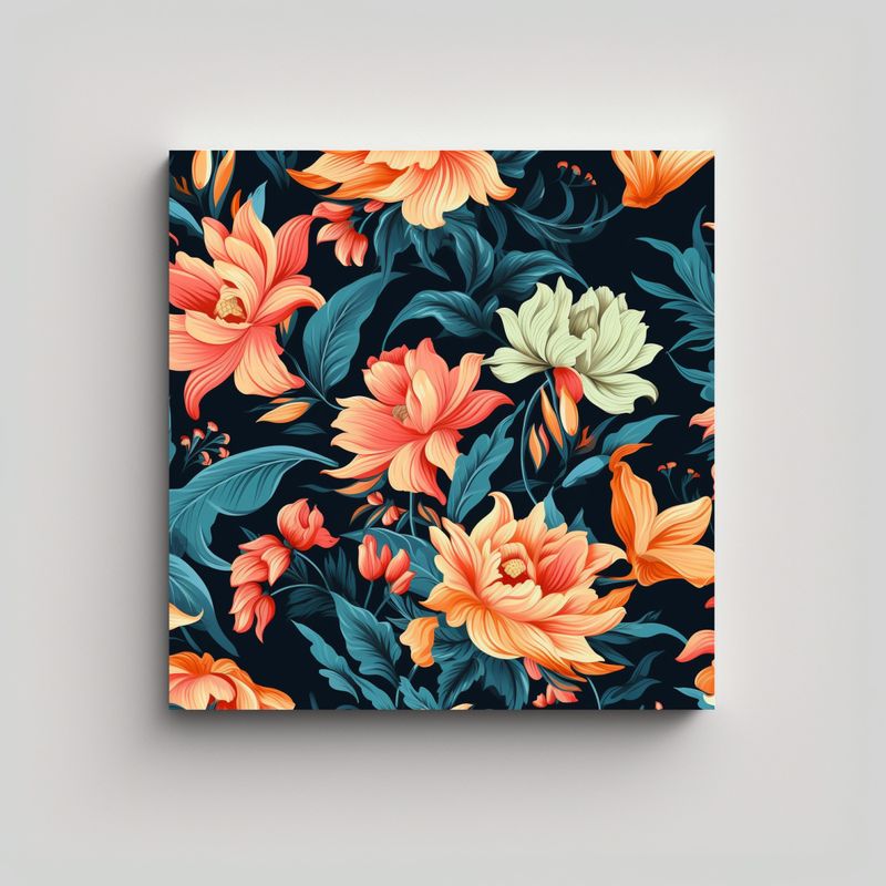 GENERICO - Cuadro Decorativo Floral Estilizado: Añade 80x80 Cm