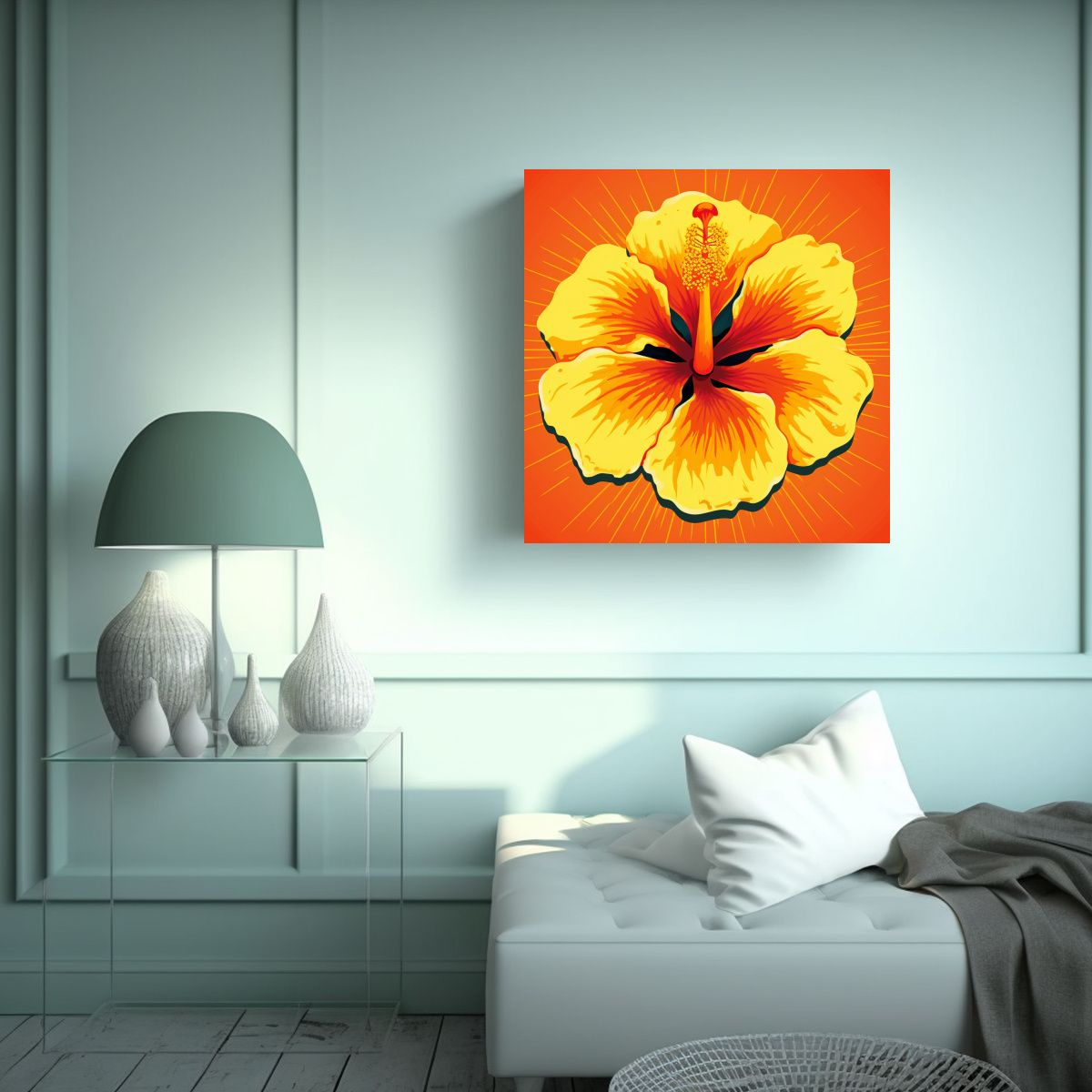 GENERICO - Equilibrio Moderno: Arte Minimalista De Hibiscus 50x50 Cm