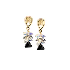 JOYAS MONTERO - Aros Magnolia Baño de Oro 24k y Cristales Silver Night