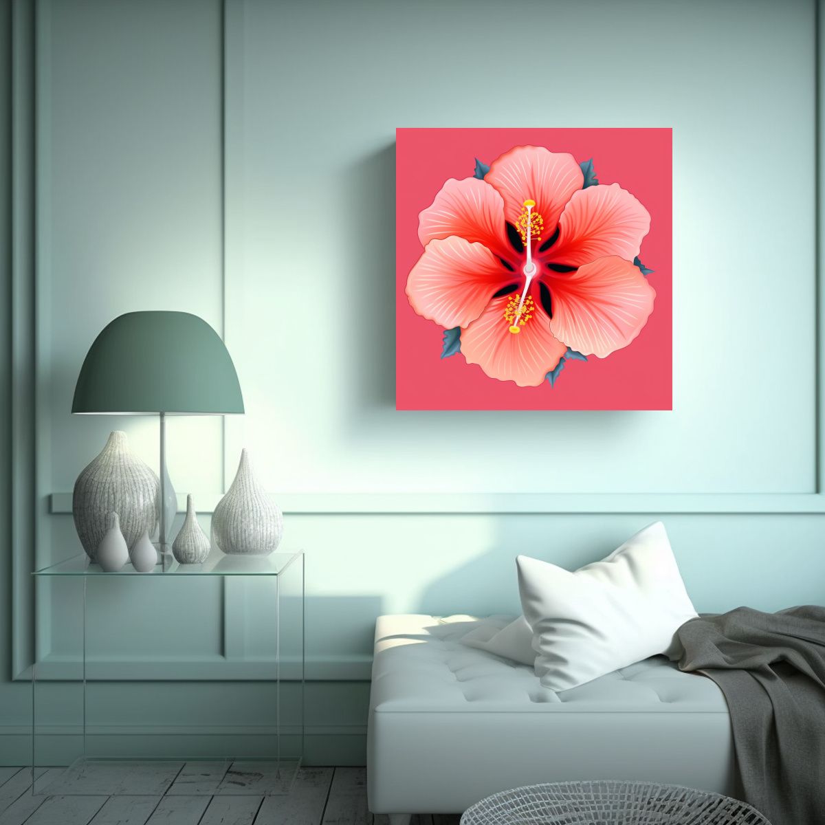 GENERICO - Cuadro Decorativo Majestuoso De Hibiscus Hawaiano 80x80 Cm