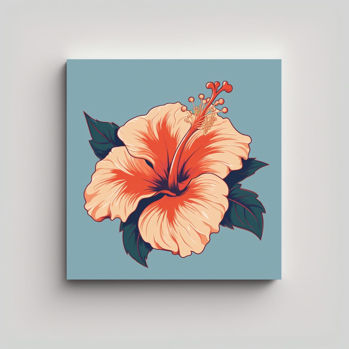 GENERICO - Arte Minimalista De Hibiscus Hawaiano: Cuadros De 70x70 Cm