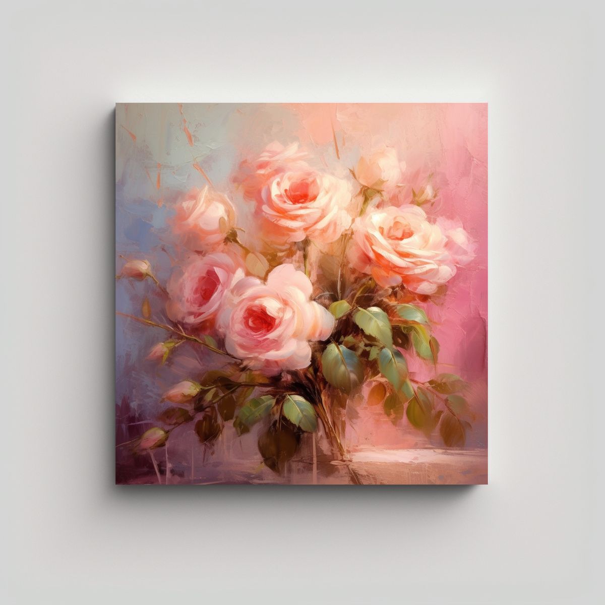 GENERICO - Cuadro Moderno De Rosas Adorables En Tela 50x50 Cm