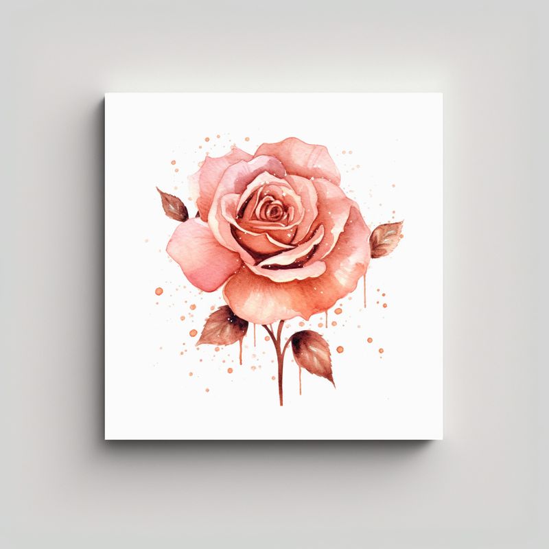 GENERICO - Canva Panarat: Cuadros Acuarela De Rosas Doradas 90x90 Cm