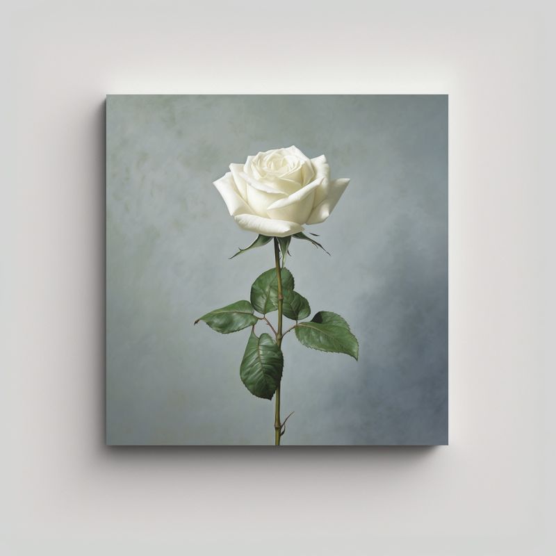GENERICO - Cuadro Vintage De Rosa Blanca Al Óleo Para 90x90 Cm