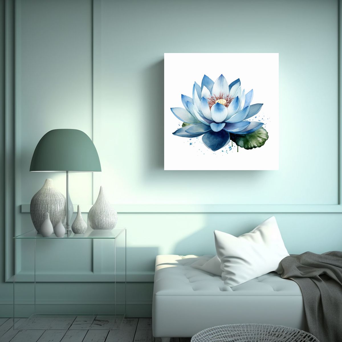 GENERICO - Cuadro Decorativo Belleza Natural: Loto Azul En 70x70 Cm