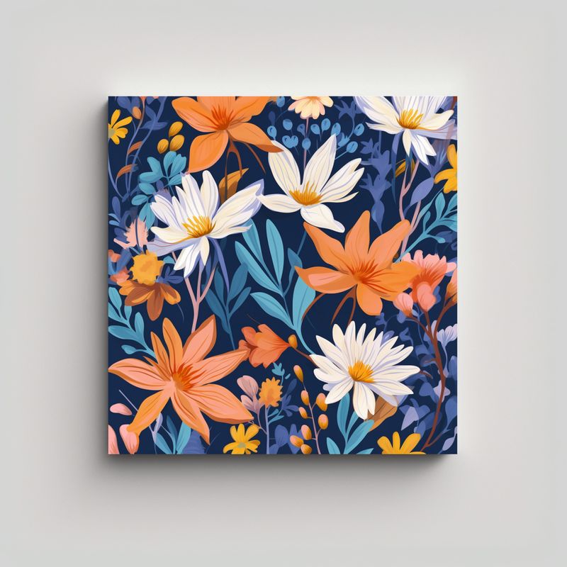 GENERICO - Patrón Floral Asimétrico En Tela Vanguardista Y 70x70 Cm