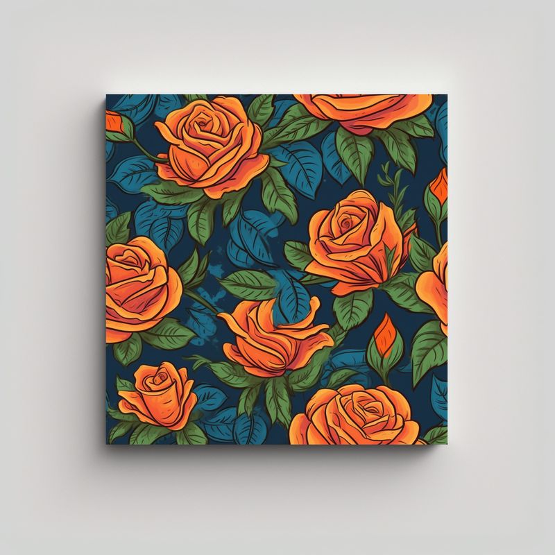 GENERICO - Patrón De Rosas En Lienzo De Colores, Arte 50x50 Cm