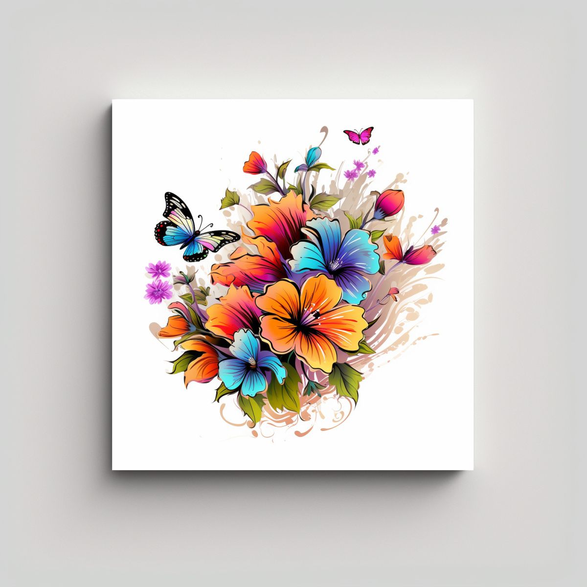 GENERICO - Cuadro Vintage De Lienzo Con Colorido Ramo De 90x90 Cm