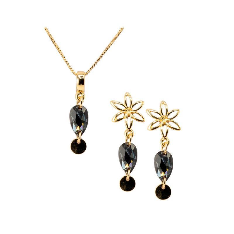 JOYAS MONTERO - Conjunto Dalia Baño de Oro 24k y Cristales Silver Night
