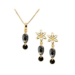 JOYAS MONTERO - Conjunto Dalia Baño de Oro 24k y Cristales Silver Night