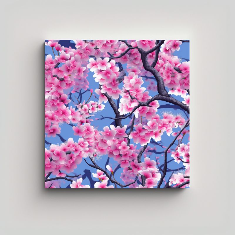 GENERICO - Fotografía Canva De Patrón De Cerezo Japonés 60x60 Cm