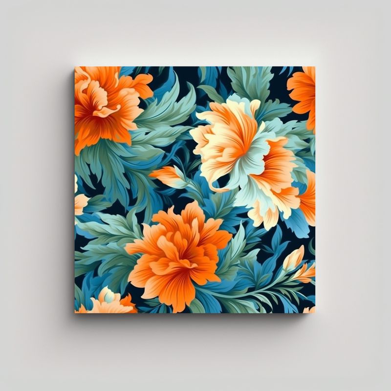 GENERICO - Arte Moderno Con Patrones Florales Realistas Para 60x60 Cm