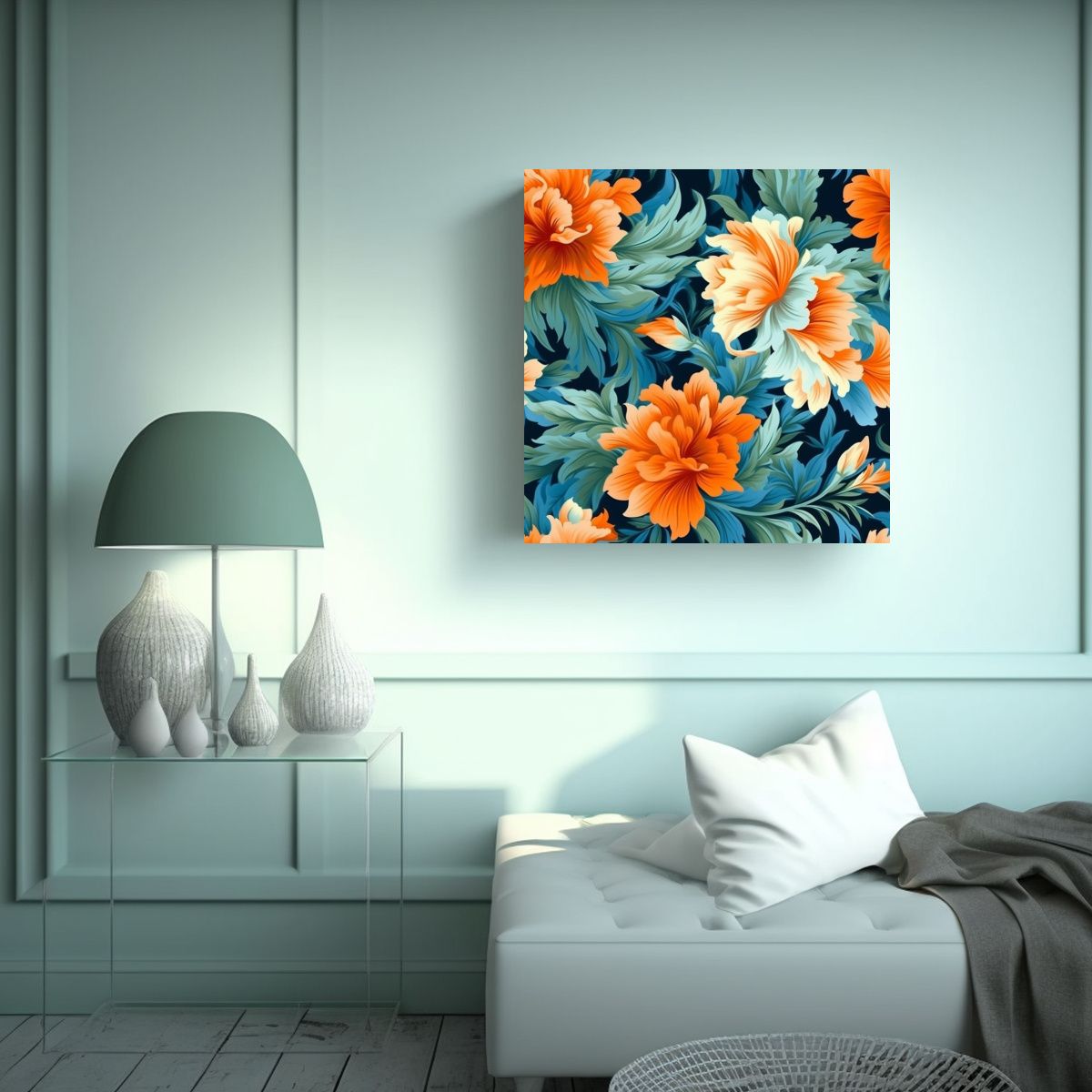 GENERICO - Arte Moderno Con Patrones Florales Realistas Para 60x60 Cm