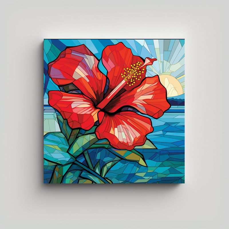 GENERICO - Cuadro Abstracto De Vibrante Hibisco: Gama De 60x60 Cm