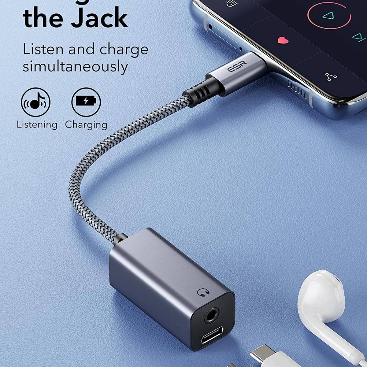 ESR - Adaptador ESR para Audifonos 2 en 1 USB Tipo C