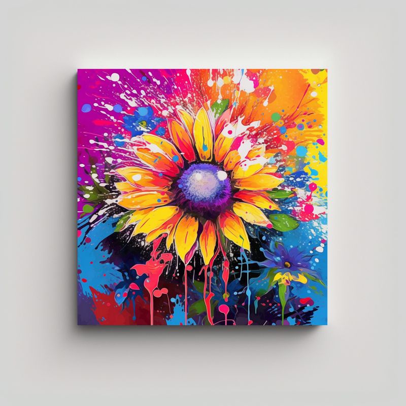 GENERICO - Fotografía De Girasoles En Bastidor Con Fondo 80x80 Cm