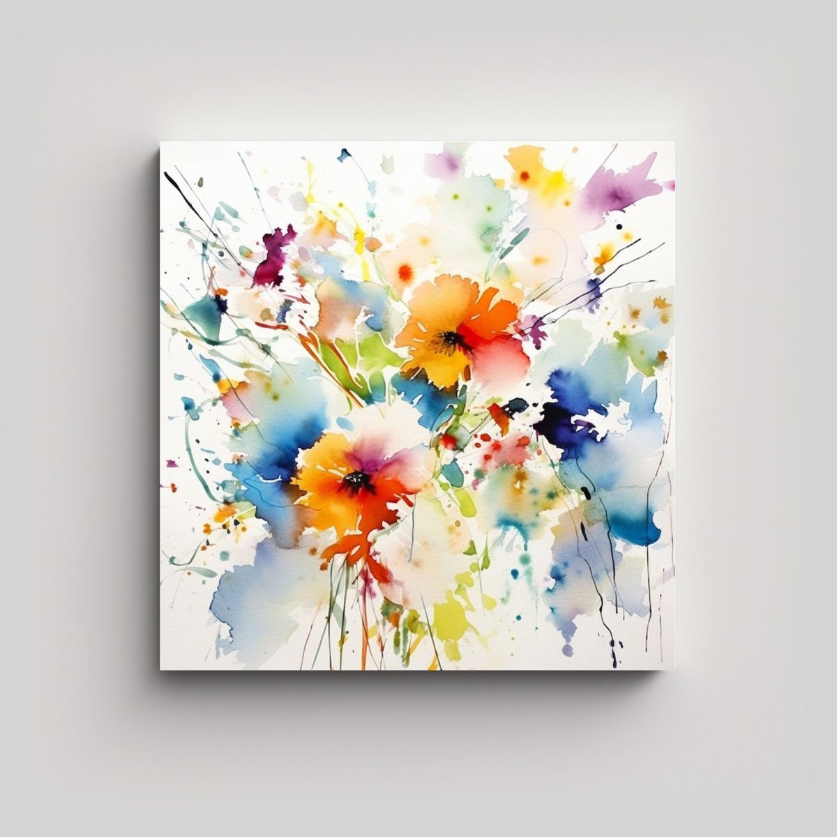 GENERICO - Cuadro Abstracto Impresionista En Tela: Detalles 90x90 Cm