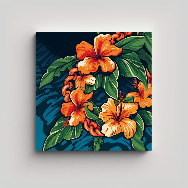 GENERICO - Ilustración Vectorial De Salón Con Lei Hawaiana 60x60 Cm