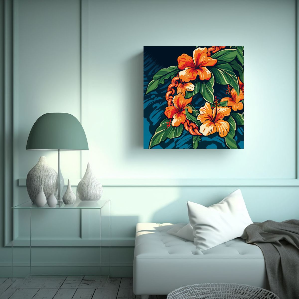 GENERICO - Ilustración Vectorial De Salón Con Lei Hawaiana 60x60 Cm