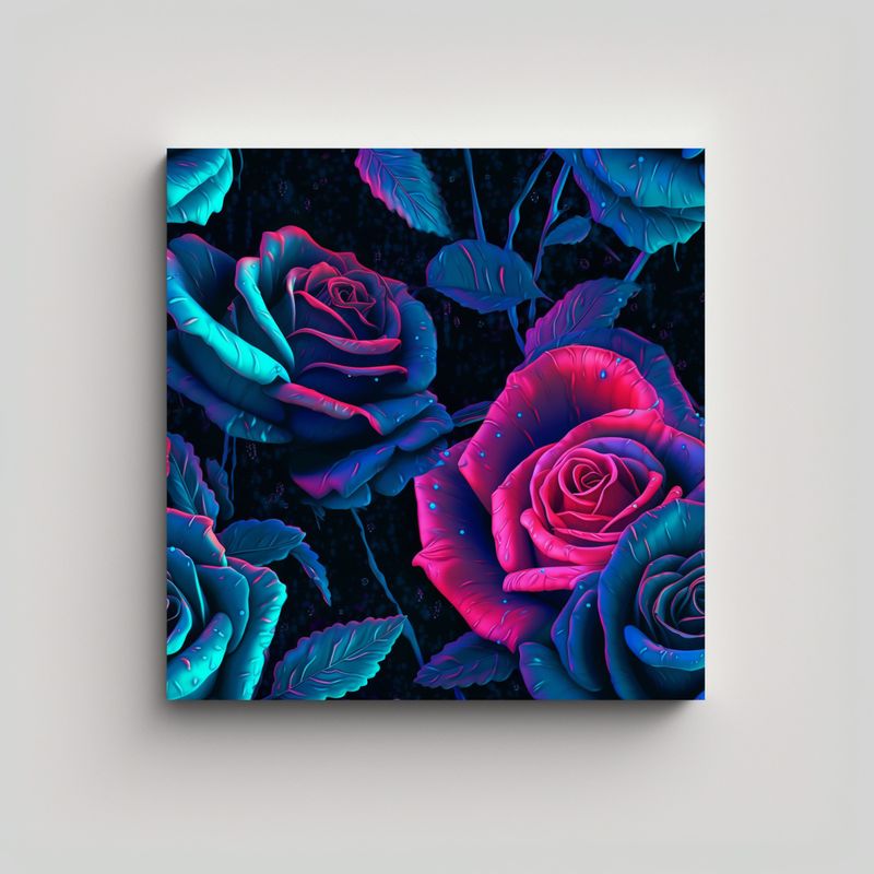 GENERICO - Cuadro Minimalista Neon Rosa Realista En Bastidor 60x60 Cm