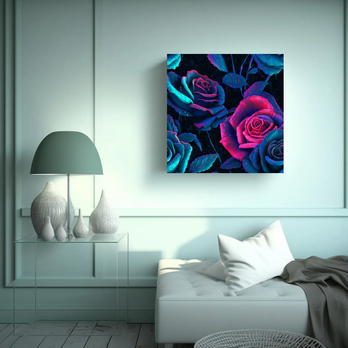 GENERICO - Cuadro Minimalista Neon Rosa Realista En Bastidor 70x70 Cm